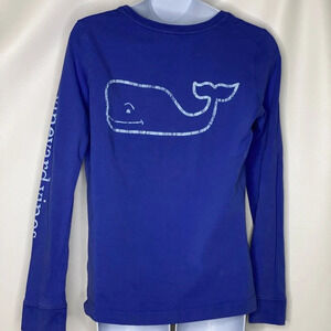 Vineyard Vines womens blue whale pocket long sleeve t shirt XXS